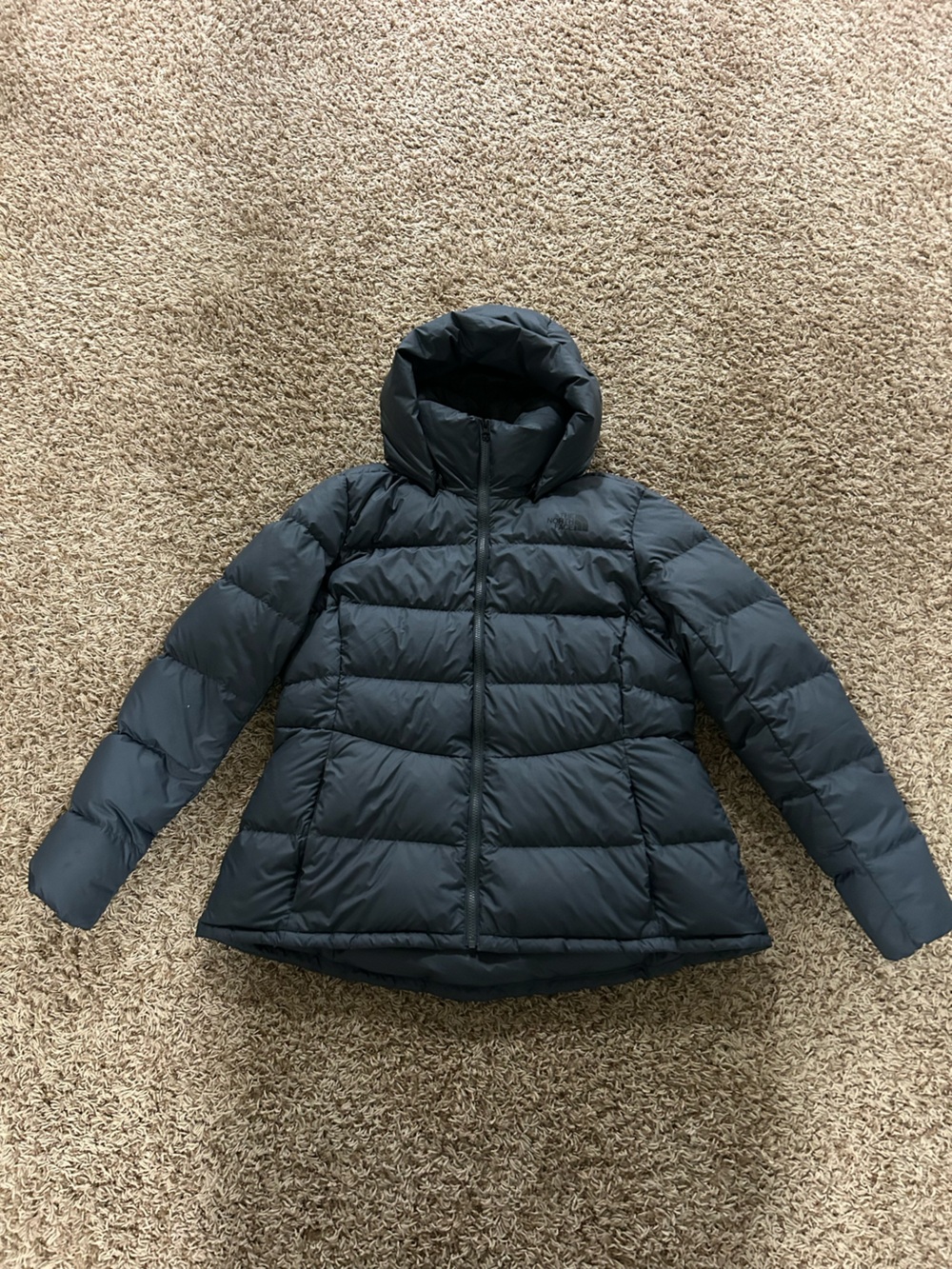 The North Face Women's Dark Gray Hooded Puffer Coat